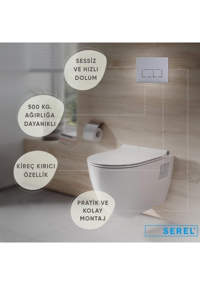 Serel Smooth Gömme Rezervuar 2'li Set T020111+p580180 Mat Krom