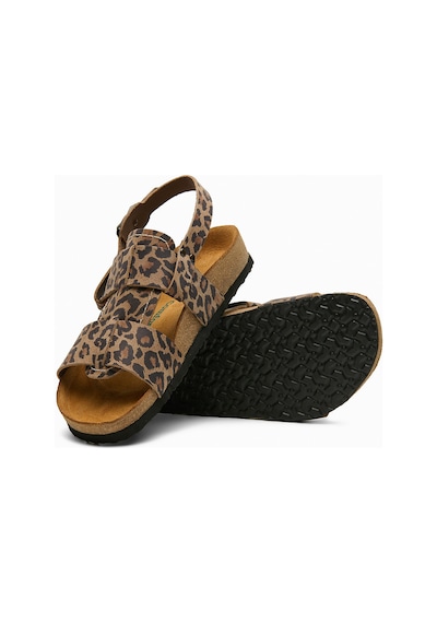 Comfortfusse Likya - Erkek Ortopedik Hakiki Deri Sandalet Leopar Baskılı Deri
