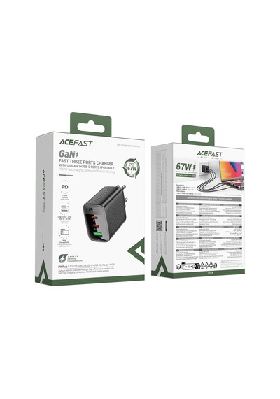 Acefast Pd67w Destekli 2xusb-c+1xusb-a Çıkışlı Hızlı Şarj Cihazı - A108