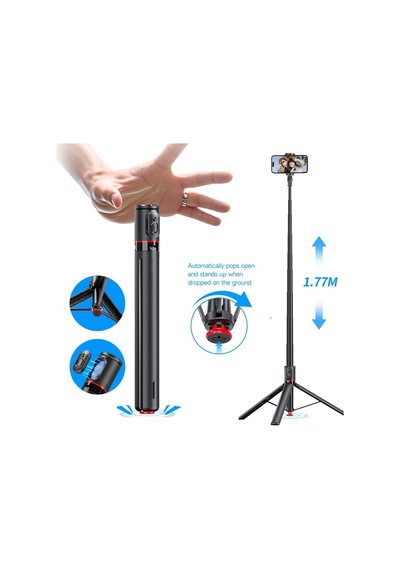 Ayarlanabilir Selfie Çubuğu Tripod 177cm - Otomatik Açılma, Çok Açı Ayarı, Kablosuz Uzaktan Kumanda, Alüminyum Gövde, 10m Mesafeden Fotoğraf Çekimi, Telefon Standı Tt01 Ayarlanabilir Selfie Çubuğu Tripod 177cm - Otomatik Açılma, Çok Açı Ayarı, Kablosuz Uzaktan Kumanda, Alüminyum Gövde, 10m Mesafeden Fotoğraf Çekimi, Telefon Standı Tt01
