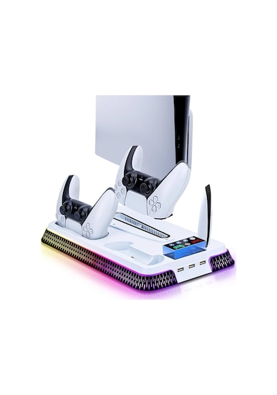 Ps5 Soğutma Standı İstasyonu Ps5 Pro/slim Rgb Ve Turbo Fan Playstation 5 Çift Şarj Aksesuar Kiti