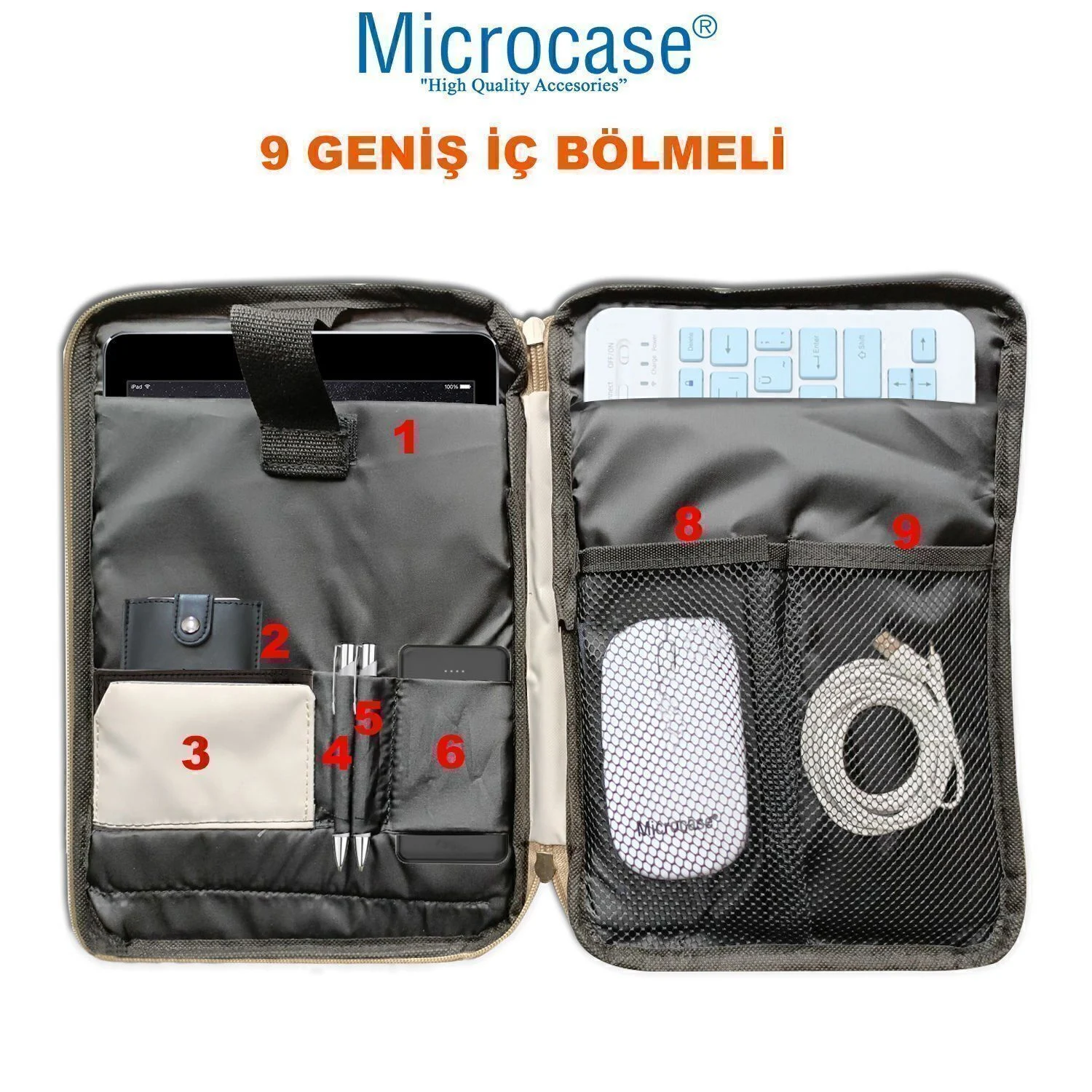 Microcase Apple İpad Air 11 2026 İle Uyumlu Omuz Askılı El Tutacaklı Universal Sleeve Taşıma Çantası Al4346 Pembe Mavi Krem Çanta