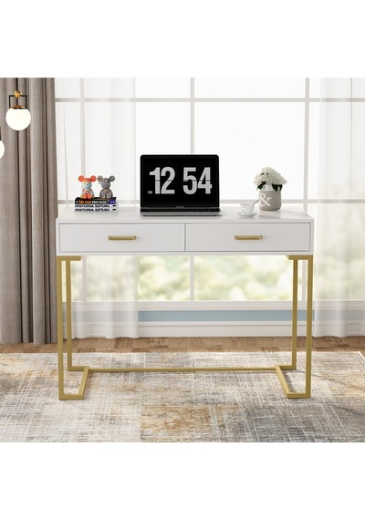 Vivian Gold Metal Beyaz Çalışma Masası