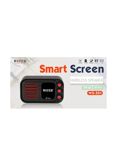 Ws-501 Akıllı Hoparlör Dokunmatik Ekran App Destekli Şarjlı Kablosuz Bluetooth Bt Tf Fm Hoparlör