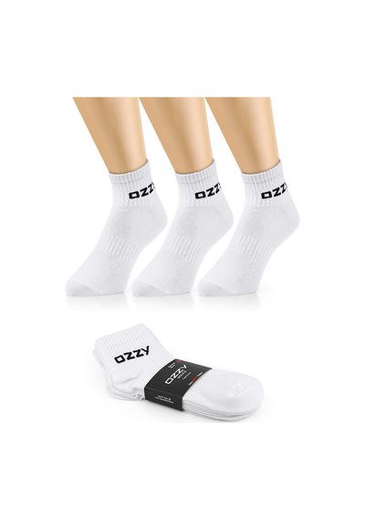 Ozzy Socks 3 Çift Kısa Konçlu Tenis Spor Çorabı Beyaz Paket Beyaz