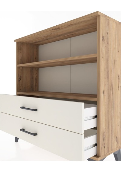 Arges Şifonyer 2 Raflı 2 Çekmeceli 88x30x96 Çam-aytaşı Çam