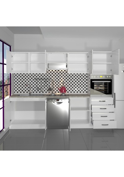 Decoraktiv Elite 280q Ankastre Boy Dolaplı Mdf Hazır Mutfak Dolabı - Tezgah Dahil - Parlak Beyaz Decoraktiv Elite 280q Ankastre Boy Dolaplı Mdf Hazır Mutfak Dolabı - Tezgah Dahil - Parlak Beyaz