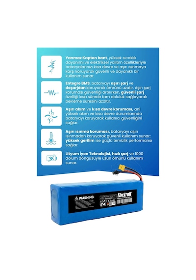 Rks S11 Uyumlu Batarya Eko Kapasite 36v 6.000mah Elektrikli Scooter Bataryası Mavi