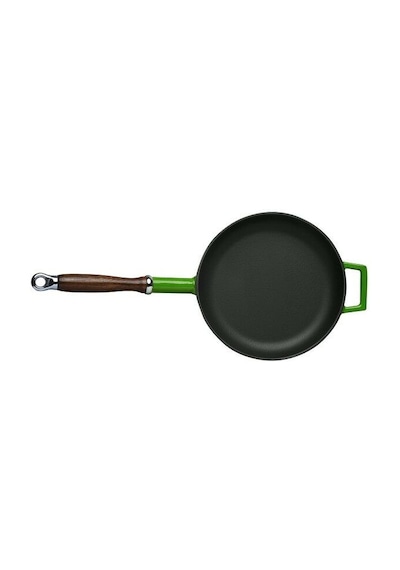 Lava Döküm Yuvarlak Kızartma Tavası Çap Ø 24cm Döküm Demir Ahşap Saplı. - Yeşil Yeşil