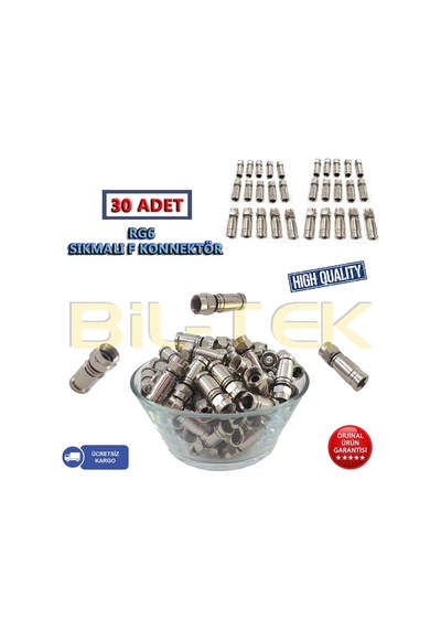 Rg6 Sıkmalı F Konnektör - 30 Adet