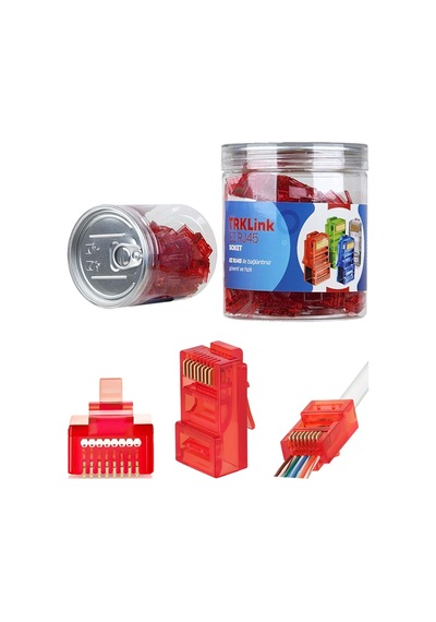 Trklink Ez Rj45 Rj45 Konnektör Kırmızı 100 'lü Paket