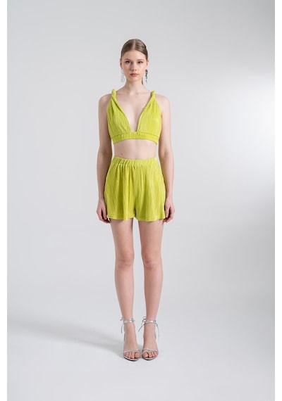 Holly Lolly Beli Lastikli Mini Comfy Şort Yeşil