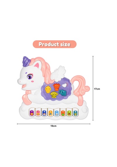 Eğitici Müzikli Ve Işıklı Unicorn Piyano - Hayvan Sesli Bebek Oyuncağı - Gelişim Destekleyici Hediye