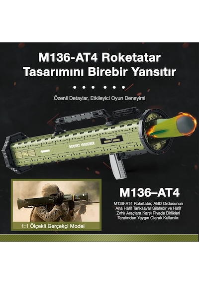 Reobrix 77027 At-4 M136 Antitank Grenade Launcher Yaratıcı Yapı Blok Seti Building Blocks 1748 Parça Reobrix 77027 At-4 M136 Antitank Grenade Launcher Yaratıcı Yapı Blok Seti Building Blocks 1748 Parça