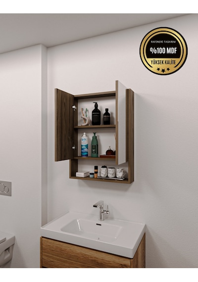 Lotus Mdf 2 Kapaklı Aynalı Banyo Dolabı Lavabo Üstü Dolap Çok Amaçlı Banyo Dolabı Koyu Ceviz Lotus Mdf 2 Kapaklı Aynalı Banyo Dolabı Lavabo Üstü Dolap Çok Amaçlı Banyo Dolabı Koyu Ceviz