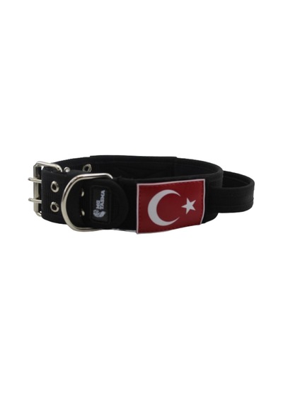 İsimli Bayraklı Elcikli Yumuşak Köpek Boyun Tasması Siyah
