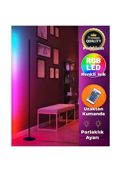 Led Rgb Ayaklı Lambader Kumandalı Lamba 1020