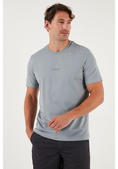 Buratti Pamuklu Baskılı Regular Fit Bisiklet Yaka Erkek T Shirt 59020205 Açık Gri