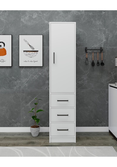 Modera Çok Amaçlı Dolap 3 Çekmeceli Kapaklı Modern Saklama Dolabı, Mutfak Banyo Dolabı, Beyaz Beyaz Modera Çok Amaçlı Dolap 3 Çekmeceli Kapaklı Modern Saklama Dolabı, Mutfak Banyo Dolabı, Beyaz Beyaz