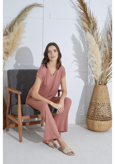 Sevim Kadın Kısa Kol Tarçın Pijama Takım C1t5n851 001