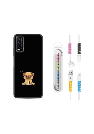 Vivo Y20 Kılıf Kablo Koruyuculu Uyuyan Köpek 1875