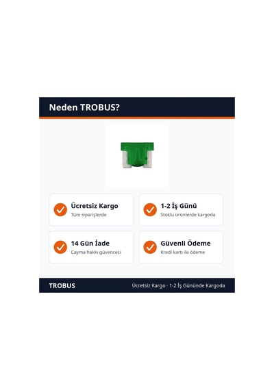 Trobus Oto Sigortası Bıçak Tip Mikro Boy 30 Amper Yeşil 10'lu Diğer