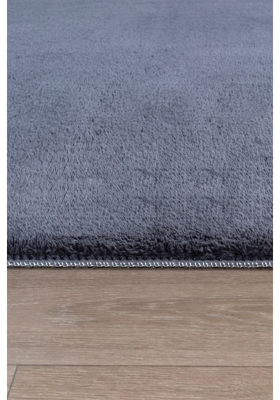 Vl Comfort Peluş Halı Gri Overloklu Antrasit