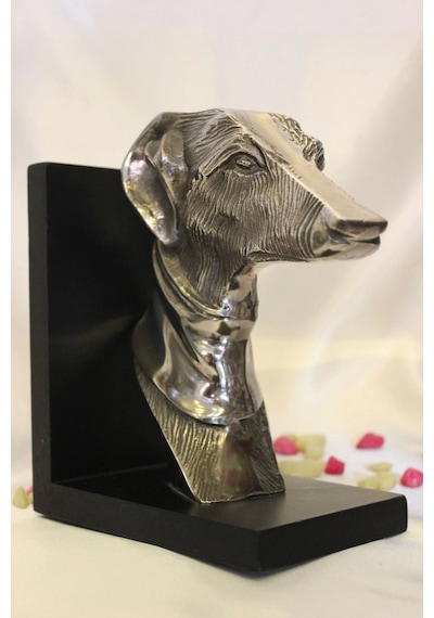 Kitap Tutucu Köpek Figürlü Metal Kitap Tutacağı Tazı Çifti