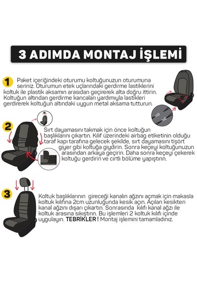 Pandami Oto Koltuk Kılıfı, 1+1 Set, Gofraj / Turuncu