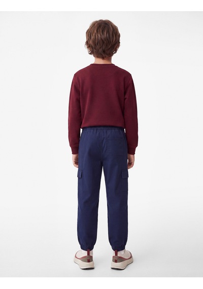 Koton Cep Detaylı Rahat Kesim Pamuklu Gabardin Jogger Pantolon Lacivert 7wkb40041tw
