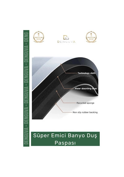 Banyopaspası Dayanıklı Nappa Deri Kaymaz Kauçuk Tabanlı Hızlı Kuruyan Gri Mavi Emici Banyo Duş Pasp Çok Renkli
