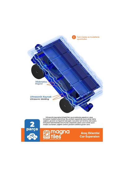 Go Magnetic Series 2 Adet Araba Eklentisi Manyetik Oyuncak - Mıknatıslı Manyetik Bloklar