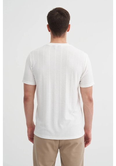 Cazador 4203 Erkek Bisiklet Yaka T-shirt Ekru