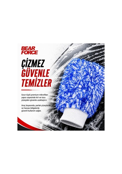 Robeve Bear Force Uzun Tüylü Mikrofiber Araç Yıkama Eldiveni Yoğun Köpük Taşıma Özellikli, Yüksek Su Emici, Çiziksiz Ve Güvenli Temizlik Için Boya Dostu Mikrofiber Oto Yıkama Eldiveni