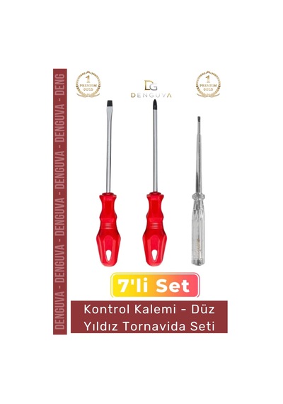 Tornavida Kaliteli Dayanıklı Ergonomik Tamir Takımı Yıldız Kontrol Kalemi 3'lü Tornavida Seti