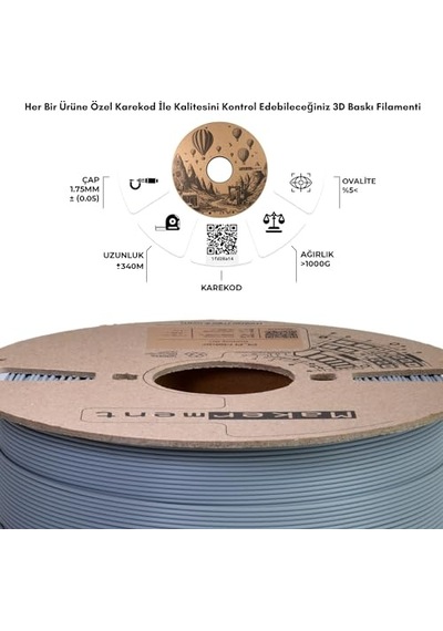 Pla 1.75 Mm Filament 1 Kg Plus Gümüş Gri