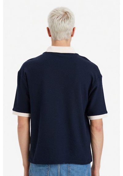 Defacto Dokulu Boxy Fit Polo Tişört F8352ax26spnv64 Lacivert-nv64