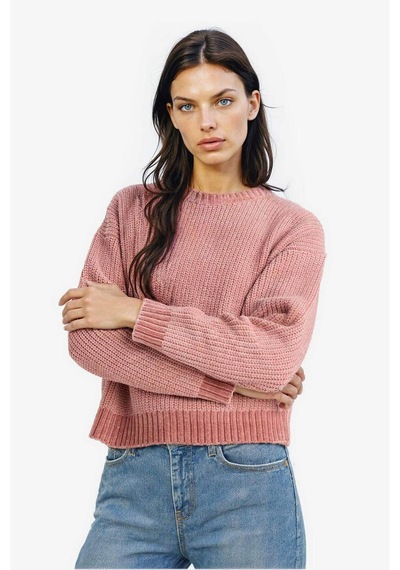 Defacto Regular Fit Bisiklet Yaka Şönil Kazak C6227ax25cwpn450 Pembe-pn450