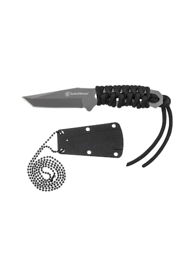Smith Wesson Paracord Neck Knife Gray Plain Tanto Fixed Boyun Kamp Bıçağı Sw910tamcp Siyah