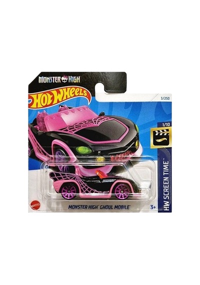 Hot Wheels Monster High Ghoul Mobile - Hw Screen Time Siyah-pembe 1/64 Diecast Model Araba Çok Renkli