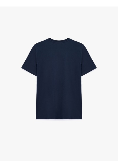 Koton Pamuklu Kısa Kollu Bisiklet Yaka Baskılı Slim Fit Tişört Lacivert 6sam10066mk