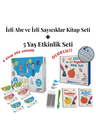5 Yaş Etkinlik Seti 6 Kitap 202 Etkinlik - İzli Abc Ve Sayıcıklar seti