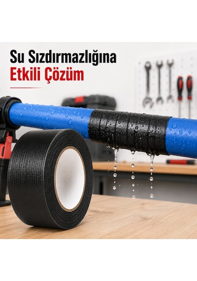 Sanplaza Siyah Tamir ve İzolasyon Bandı 48mm 10mt Suya Dayanıklı Duct Tape Sırdırmazlık Bandı 2 Adet -