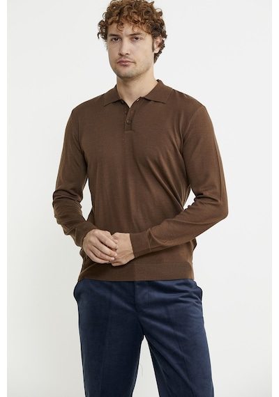 Sementa Erkek Polo Yaka Triko Kazak - Kahve 001