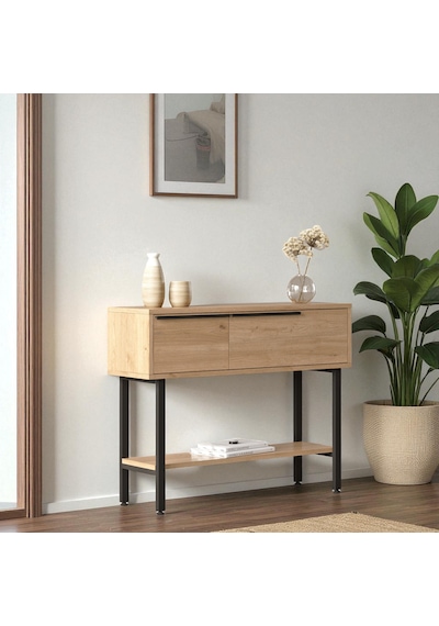 Robin Home Dresuar Antre Hol Kapaklı 100cm Metal Ayaklı Sepet Kahverengi