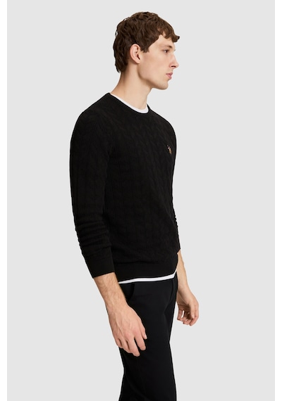 U.S. Polo Assn. Erkek Siyah Bisiklet Yaka Slim Fit %100 Pamuk Örgülü Basic Kazak 50327559-vr046 U.S. Polo Assn. Erkek Siyah Bisiklet Yaka Slim Fit %100 Pamuk Örgülü Basic Kazak 50327559-vr046