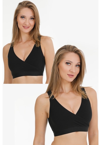 Parlingerie Emzirme Sporcu Büstiyeri 2li Set Siyah-siyah