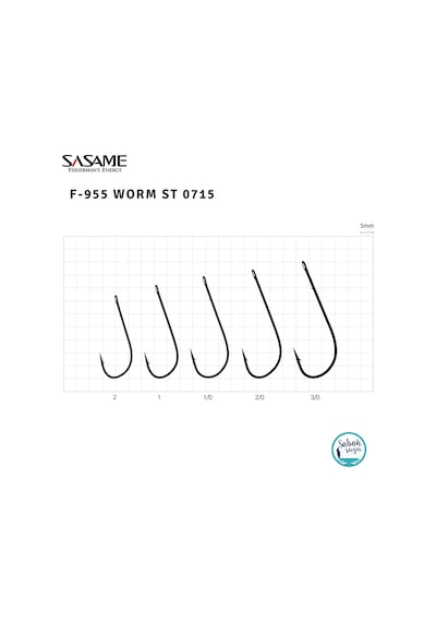 Sasame F-955 Worm Tırnaklı Halkalı Iğne  1/0 (6Ad) Siyah