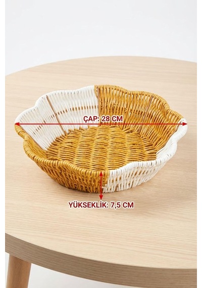 Çiçek Model Çift Renkli Plastik Rattan Ekmek Ve Meyve Sepeti, Çok Amaçlı Banyo Ve Mutfak Düzenleyici, Yıkanabili Diğer