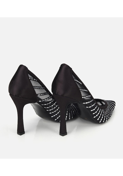 Hotiç Kadın Siyah Tül Detaylı Taşlı Stiletto 01ayh320740a100 01ayh320740a100